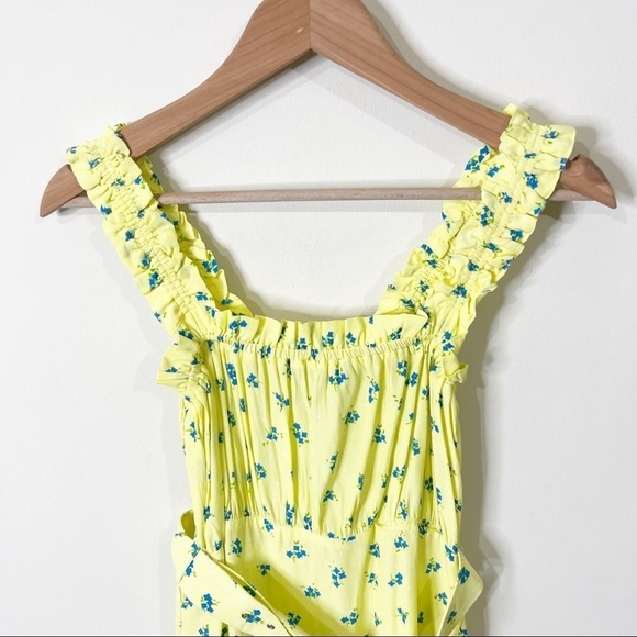Faithfull The Brand Yellow Mid Summer Mini Dress in Lemon Luda Floral 4 Small - Picture 3 of 7